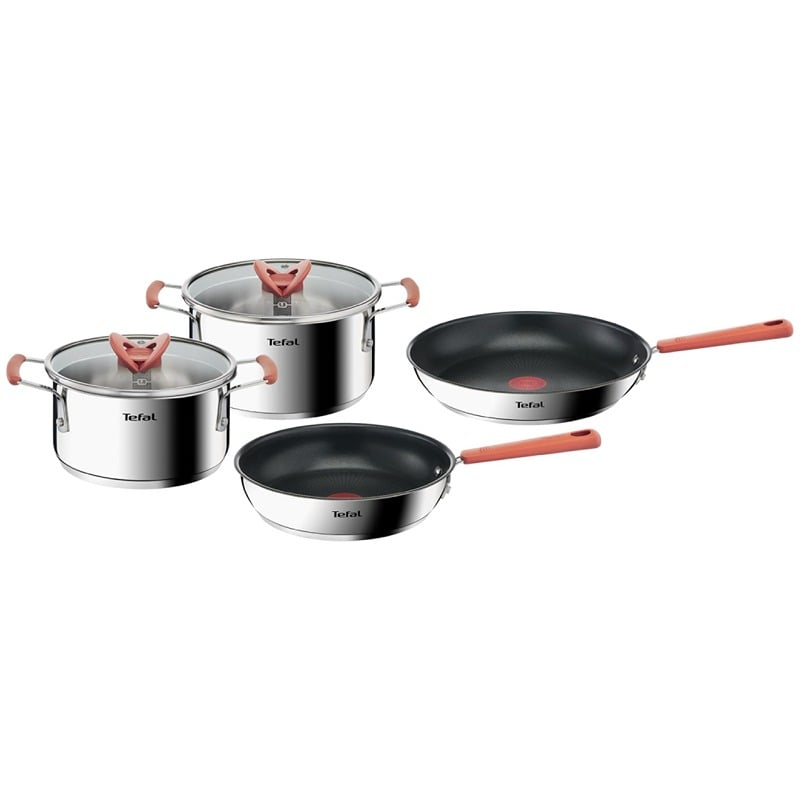 Tefal G720S604 Optispace Cookware Set – Pan 24cm & 28cm, Casserole 18 cm & 20 cm + Lid